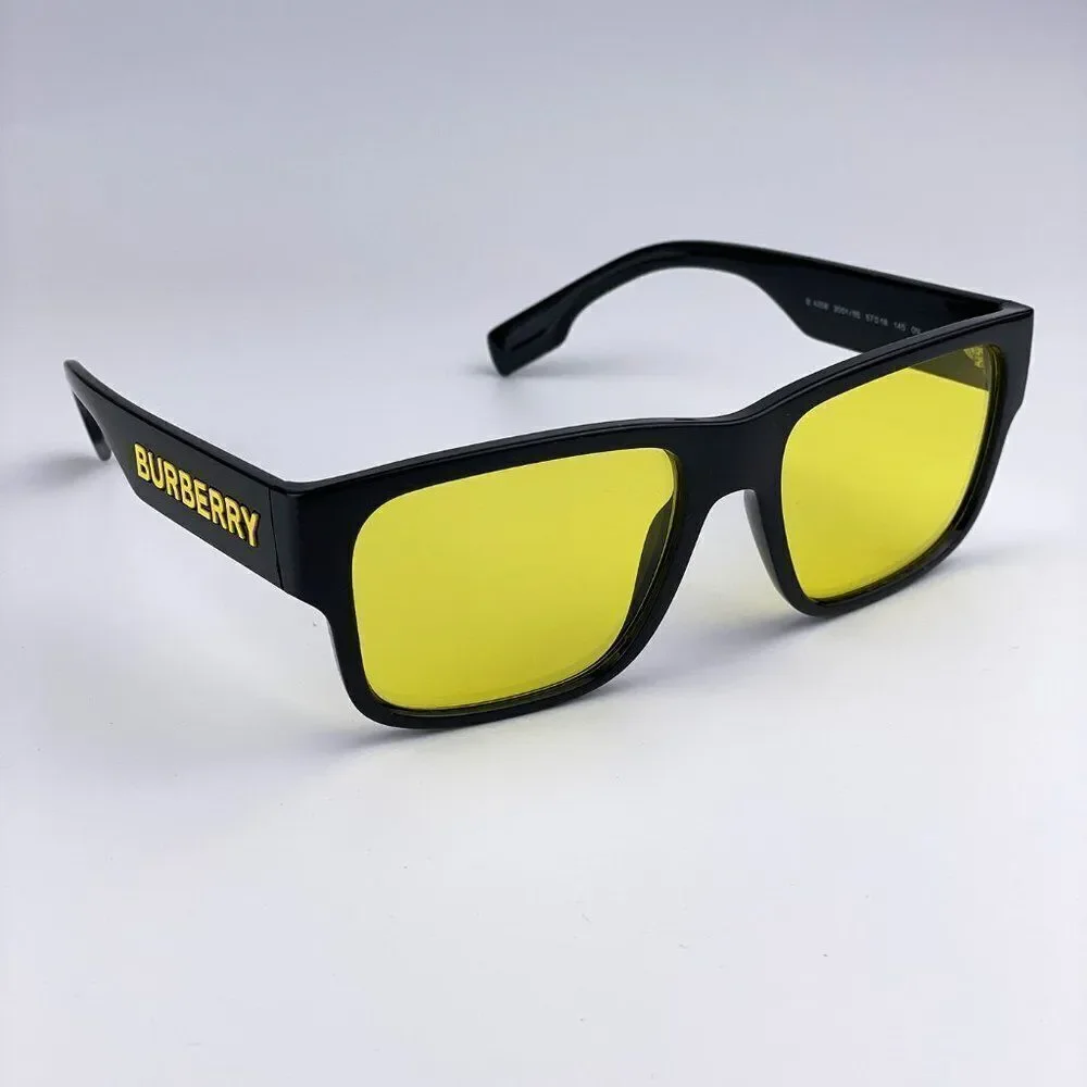 NEW Burberry KNIGHT BE4358 300185 Black Yellow Square Men Sunglasses